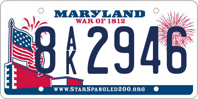 MD license plate 8AK2946