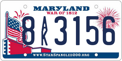 MD license plate 8AK3156
