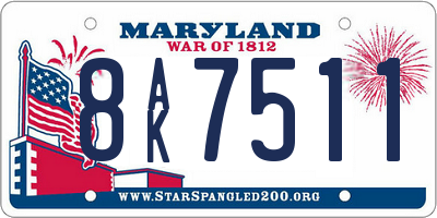 MD license plate 8AK7511