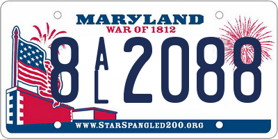 MD license plate 8AL2088