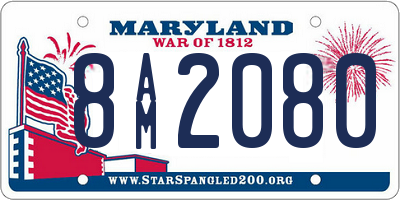 MD license plate 8AM2080