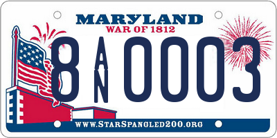 MD license plate 8AN0003