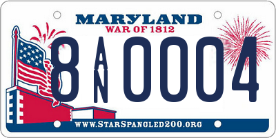 MD license plate 8AN0004