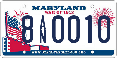 MD license plate 8AN0010
