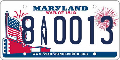 MD license plate 8AN0013
