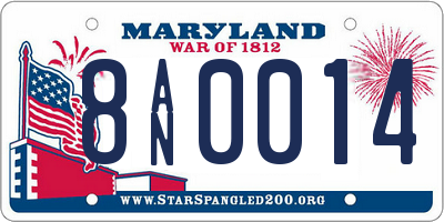 MD license plate 8AN0014