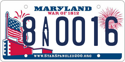 MD license plate 8AN0016