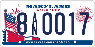 MD license plate 8AN0017