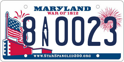 MD license plate 8AN0023