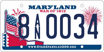 MD license plate 8AN0034
