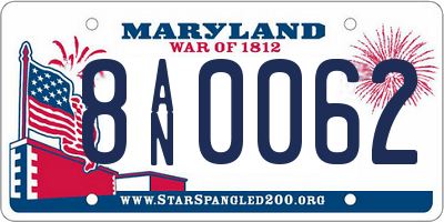 MD license plate 8AN0062