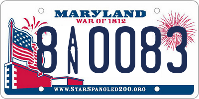 MD license plate 8AN0083