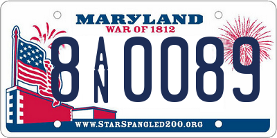 MD license plate 8AN0089