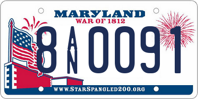 MD license plate 8AN0091