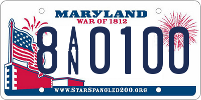 MD license plate 8AN0100