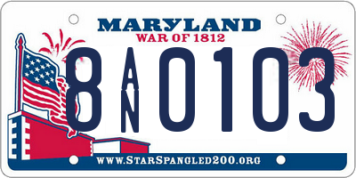 MD license plate 8AN0103