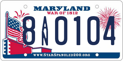 MD license plate 8AN0104