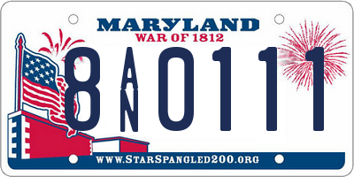 MD license plate 8AN0111