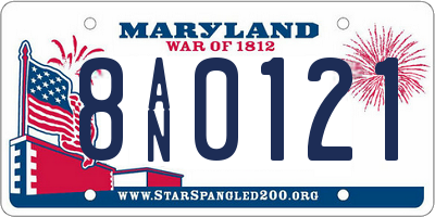 MD license plate 8AN0121