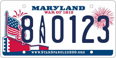 MD license plate 8AN0123