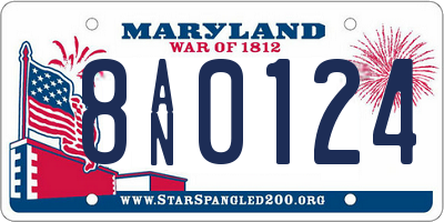 MD license plate 8AN0124
