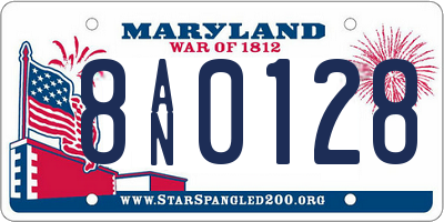 MD license plate 8AN0128