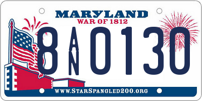 MD license plate 8AN0130