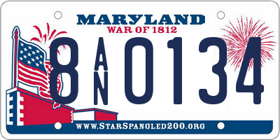 MD license plate 8AN0134