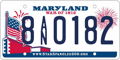 MD license plate 8AN0182