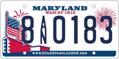 MD license plate 8AN0183