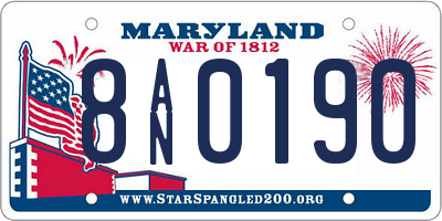MD license plate 8AN0190