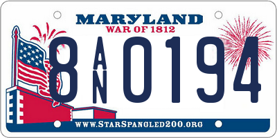 MD license plate 8AN0194
