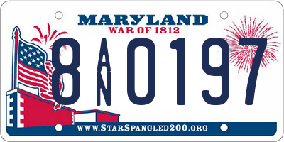 MD license plate 8AN0197