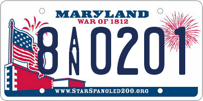 MD license plate 8AN0201