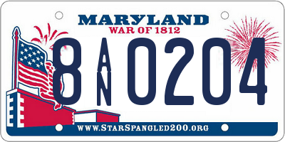 MD license plate 8AN0204
