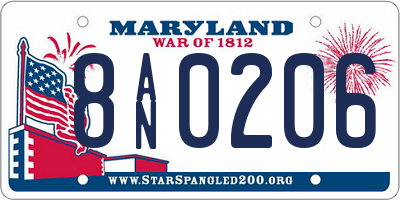 MD license plate 8AN0206