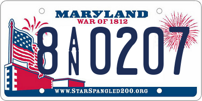 MD license plate 8AN0207