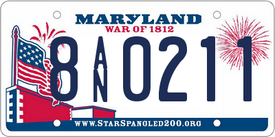 MD license plate 8AN0211