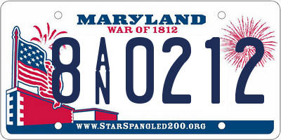 MD license plate 8AN0212