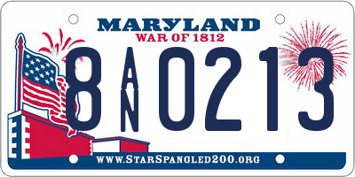 MD license plate 8AN0213