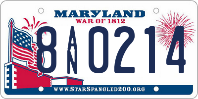 MD license plate 8AN0214
