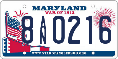 MD license plate 8AN0216