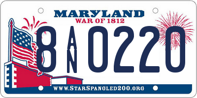 MD license plate 8AN0220