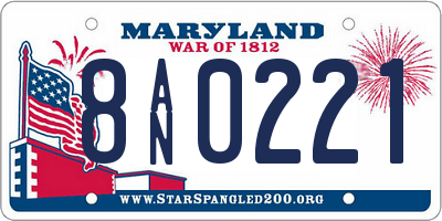 MD license plate 8AN0221