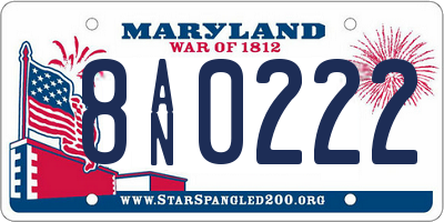 MD license plate 8AN0222