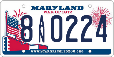 MD license plate 8AN0224