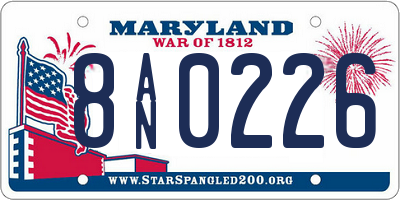 MD license plate 8AN0226