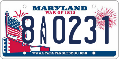 MD license plate 8AN0231