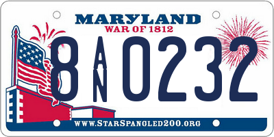 MD license plate 8AN0232