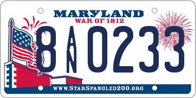 MD license plate 8AN0233